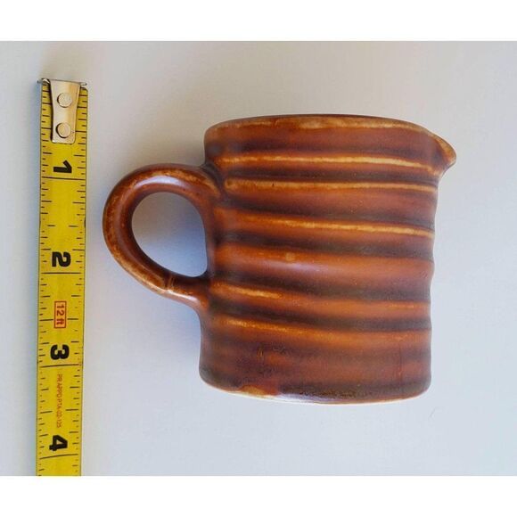 Hall China Brown Ringware Creamer, Syrup Pitcher - Picture 9 of 10